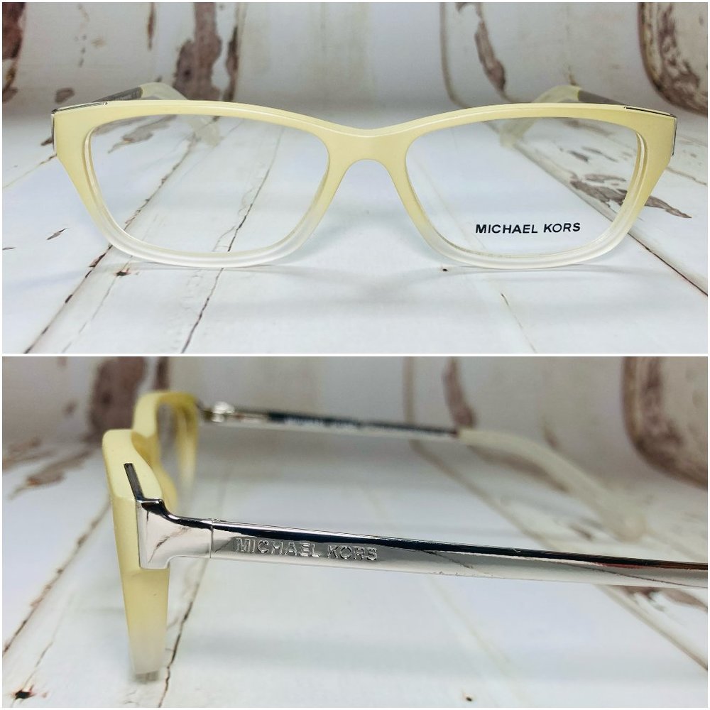 Michael Kors Rectangular Ivory Silver Eyeglasses Frames NWOT